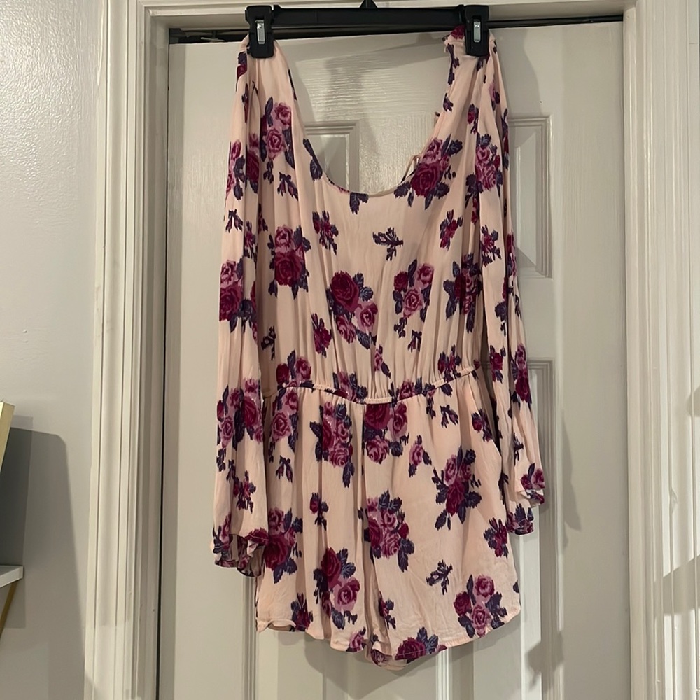 Long Sleeve Pink and Purple Floral Romper
